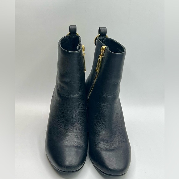 KAT MACONIE Black Leather Ankle Boots W/Gold Accent 3” Heel US6/EU37/ - Picture 3 of 15